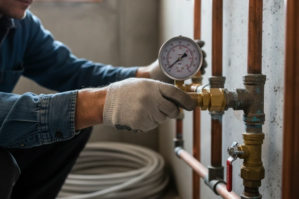 Pressure testing a repaired line during Water Line Repair in Atglen